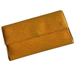Vintage Louis Vuitton Yellow Vachetta Leather Long Wallet Purple Interior